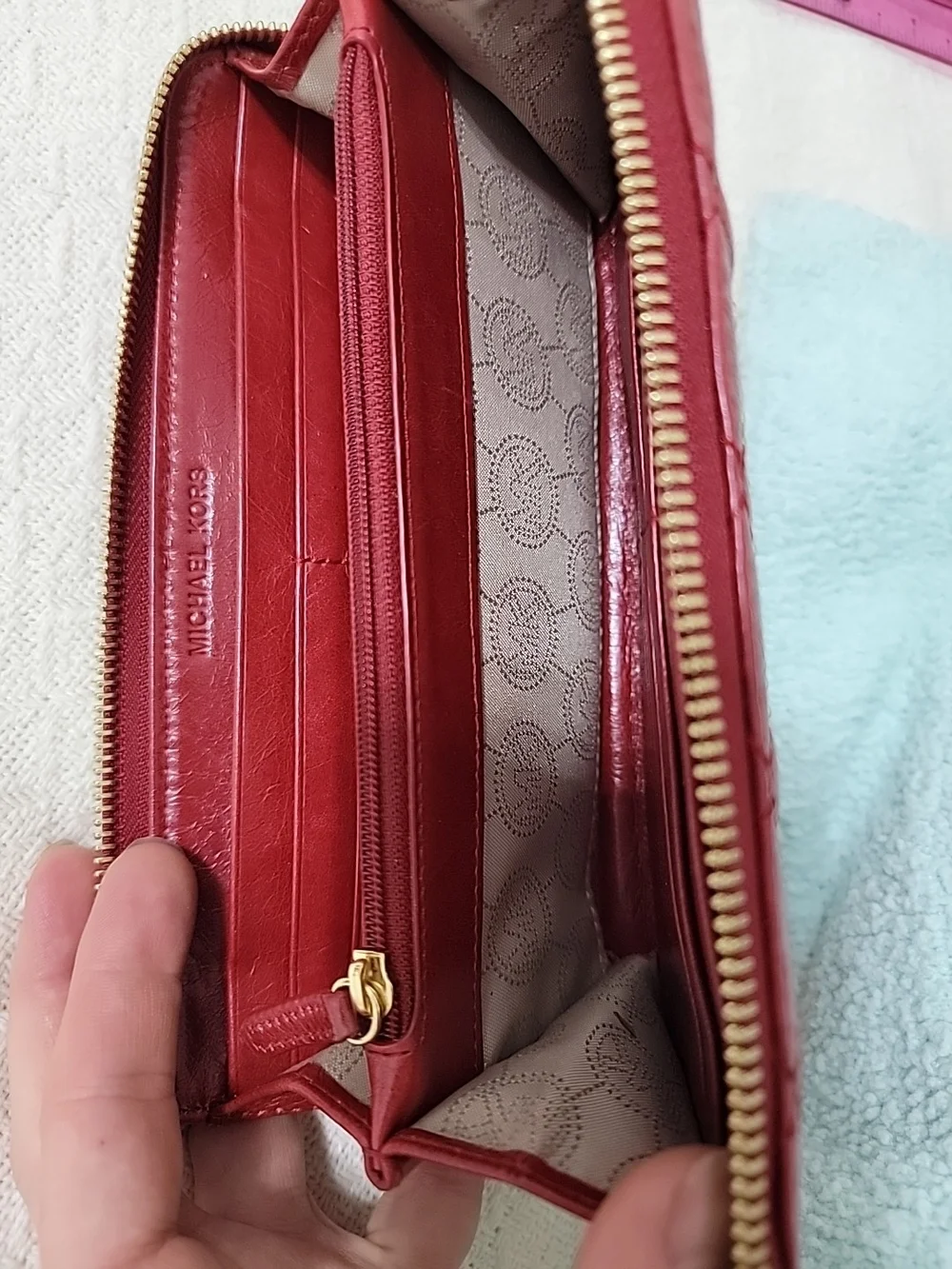 Michael Kors Quilted Red Zip Wallet